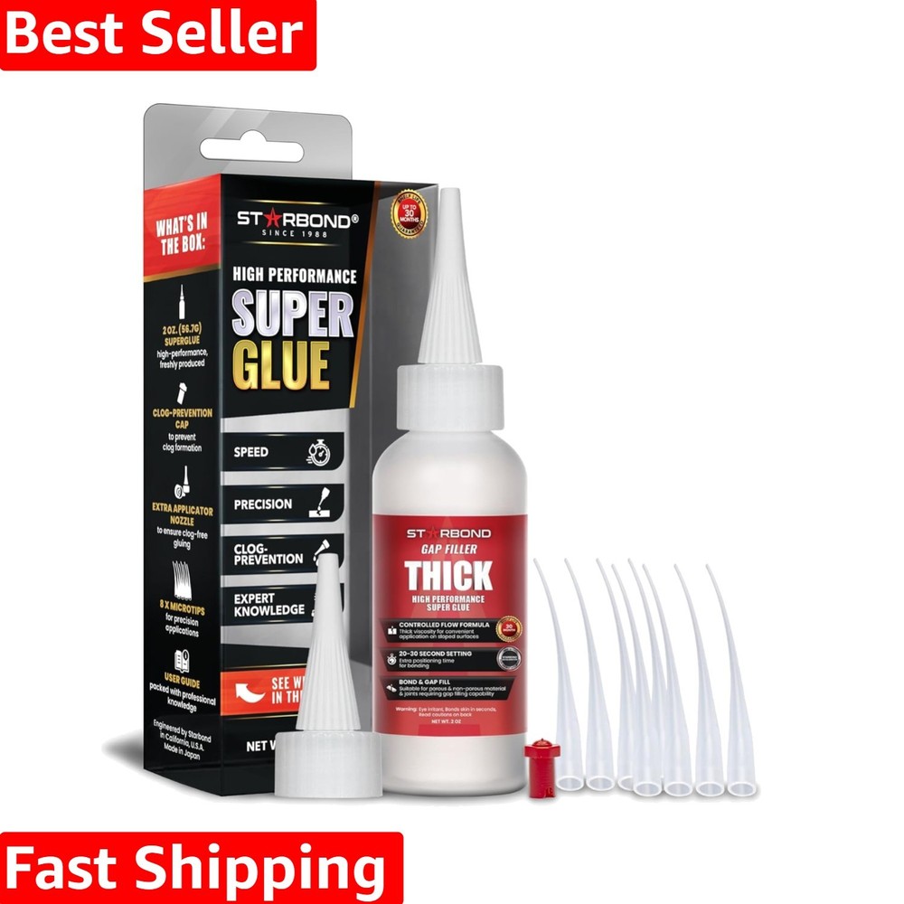 2oz Gap-Filling CA Glue with Clog-Resistant Cap - Ultimate Adhesive Solution
