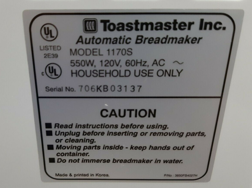 Bearing for Toastmaster Bread Maker Pan Assembly Model 1170S only