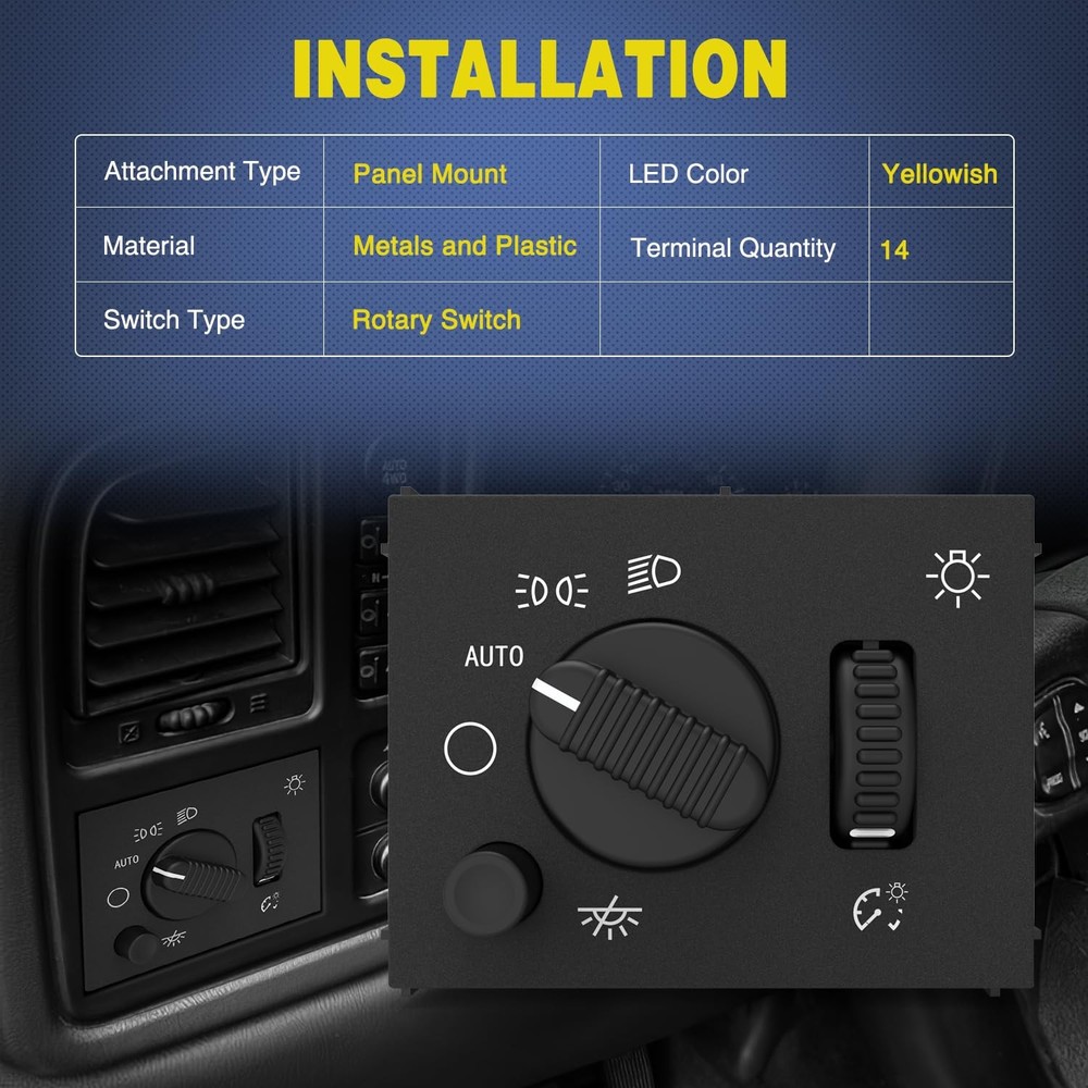 Nilight Headlight Dimmer Switch Compatible with Chevy/GMC/Cadillac 2003-2006