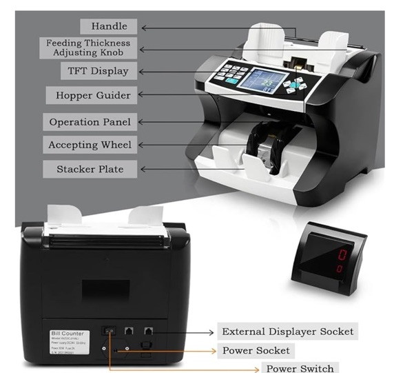US Dollar Money Counter Machine Counterfeit Detection Receipt Printing Enabled