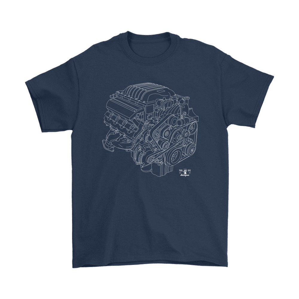 Engine Blueprint T-shirt like a 6.2L Hellcat Illustration