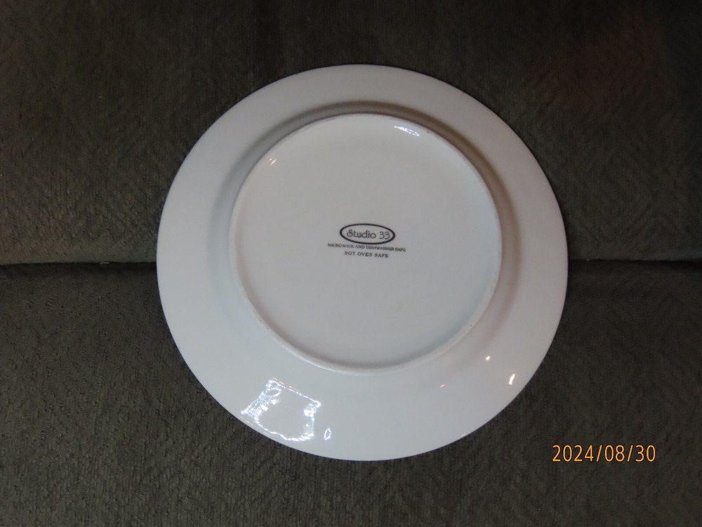 Set (6) Studio 33 7 Inch Snowman Dessert Plates and Mugs - 3 Diff Patterns