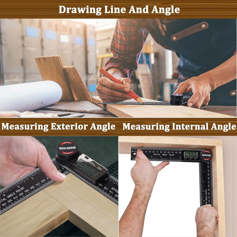 Digital Angle Finder Protractor, Ruler with 7inch/200mm, Black