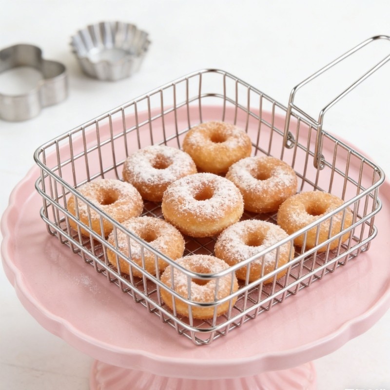Multiple Functional Square Fry Basket Rustless Substance For Various Cooking
