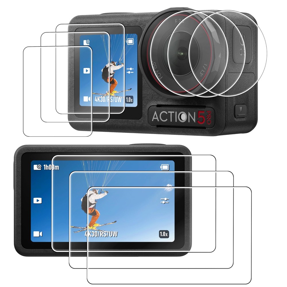 OKFUN 9PCS(3Sets) Screen Protector for DJI Osmo Action 5 Pro,Tempered Glass...