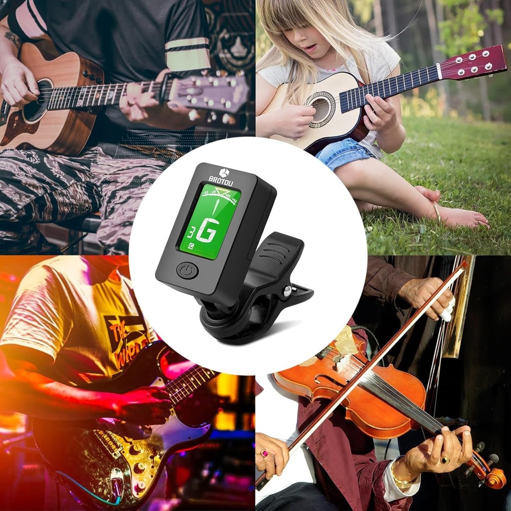 Lightweight Digital Guitar Tuner & Capo for All String Instruments - Easy to Use