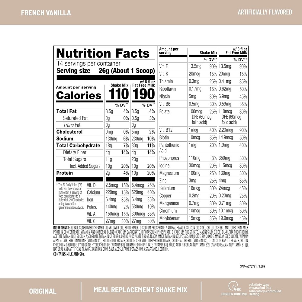 French Vanilla Meal Replacement Shake Mix