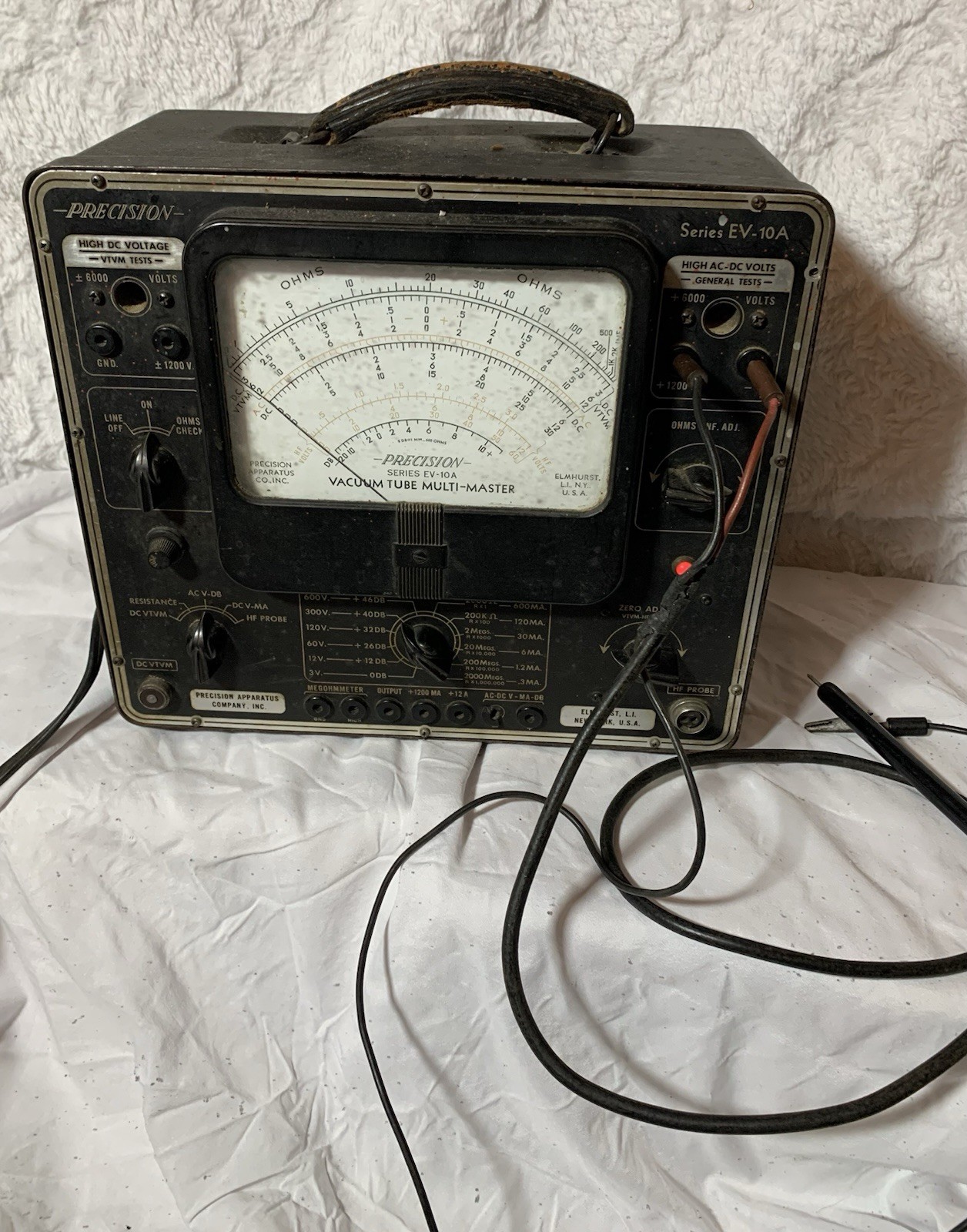 1955 Vintage Precision Apparatus Vacuum Tube Multi- Range Tester Series EV-10A 