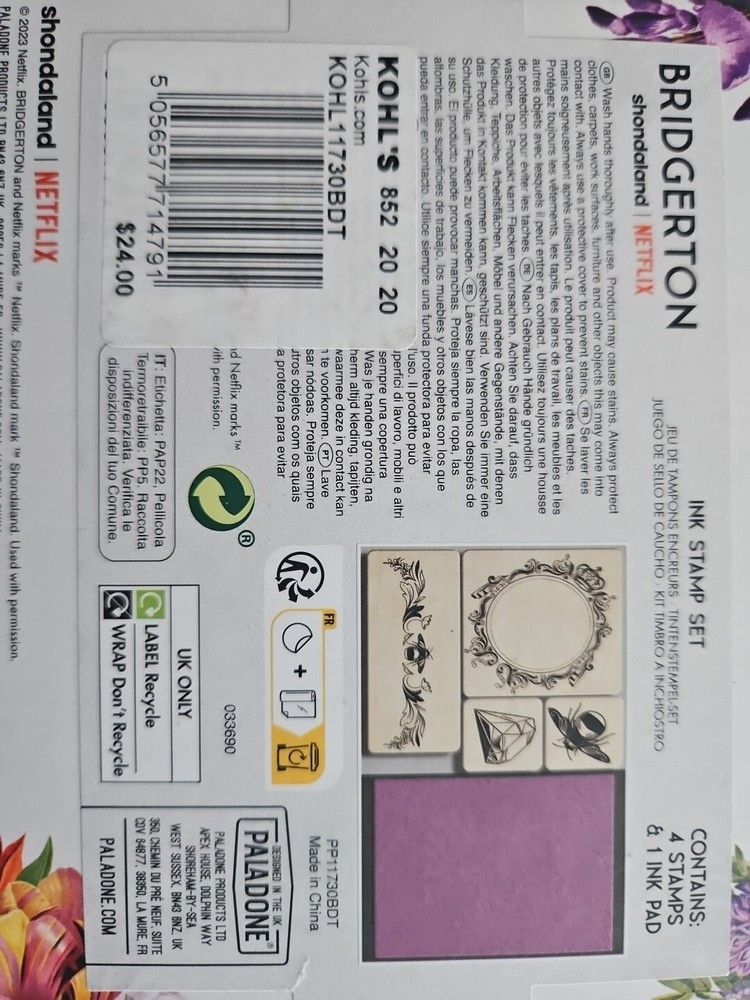 BRIGERTON Ink Stamp Set. New