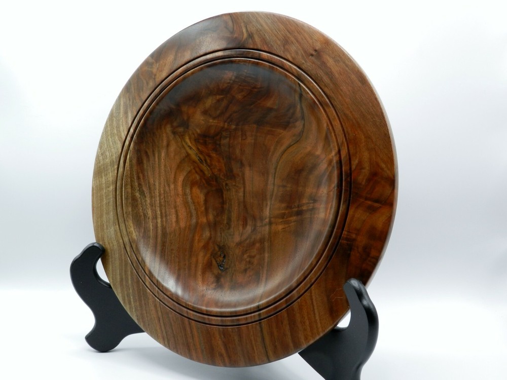 Handmade Crotch Figured Black Walnut Platter. Stunning flame pattern/colors. #95