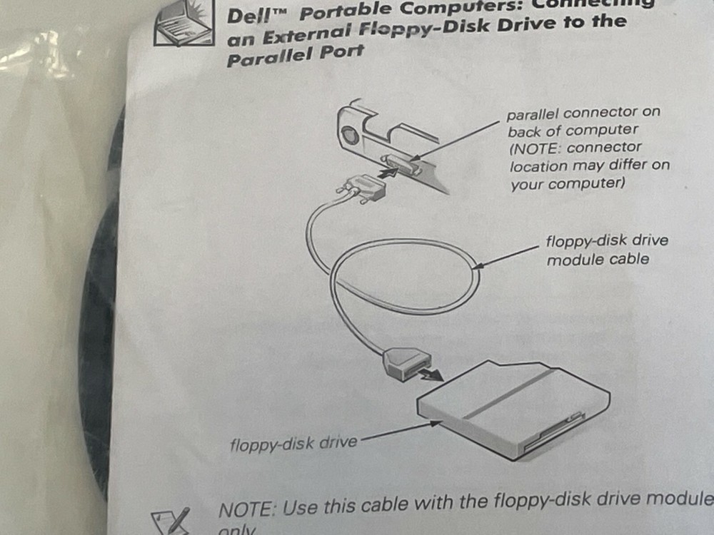 ZZ6: DELL Latitude Laptop External Floppy Disk Drive Cable Parallel 045647