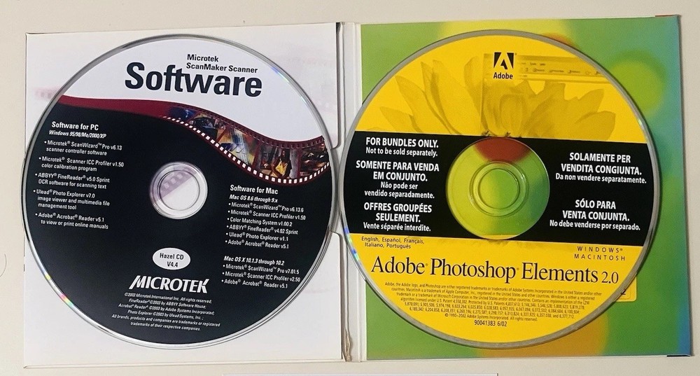 Microtek ScanMaker 9300XL Software + Adobe Photoshop Elements 2.0, Win/Mac