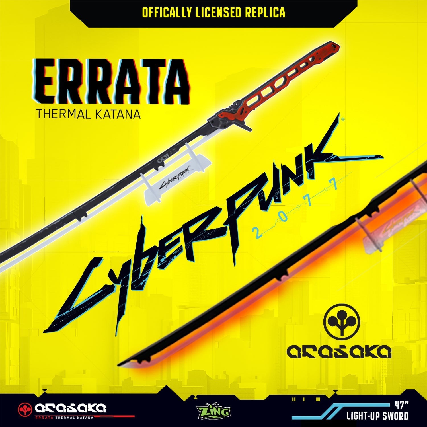 Cyberpunk 2077 Edgerunners Thermal Errata Katana LED Sword Official Replica NEW
