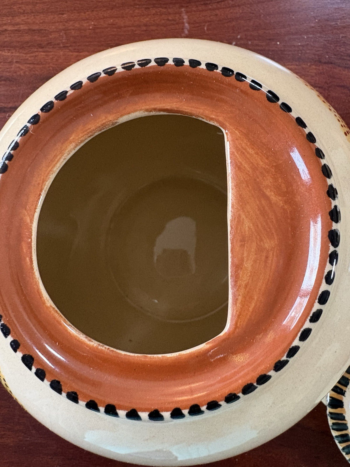 8 Cp Teapot African Design Hand Painted Ceramic Made In Zimbabwe Signed Vintage