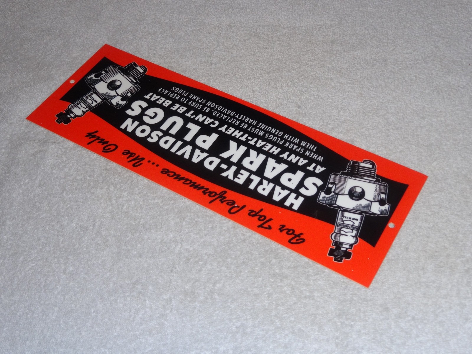 VINTAGE HARLEY DAVIDSON MOTORCYCLE SPARK PLUG PORCELAIN METAL GASOLINE OIL SIGN!