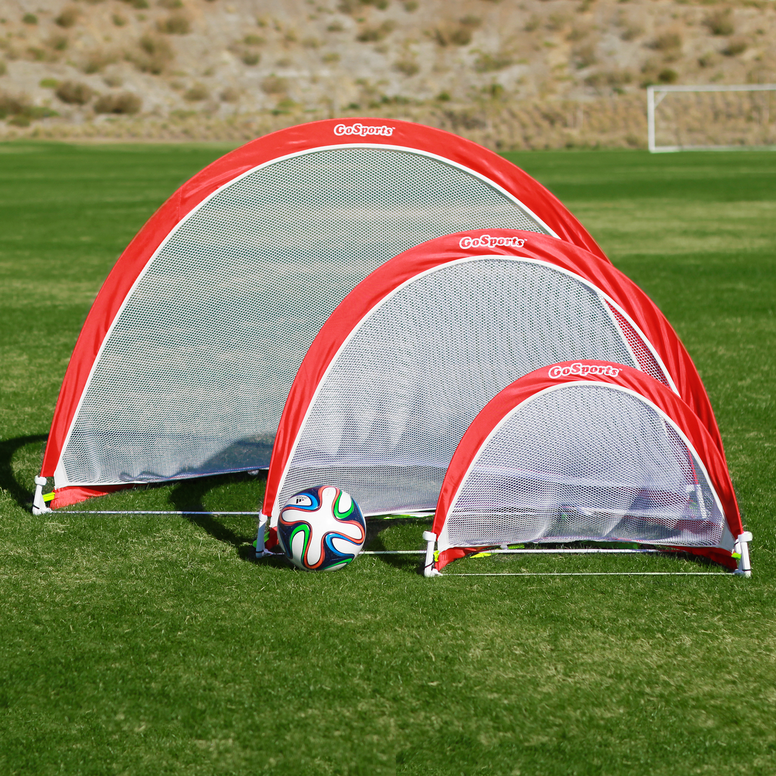 GoSports 6 FT Portable Pop-Up Soccer Goals (Set of 2 + 6 Cones and Case)