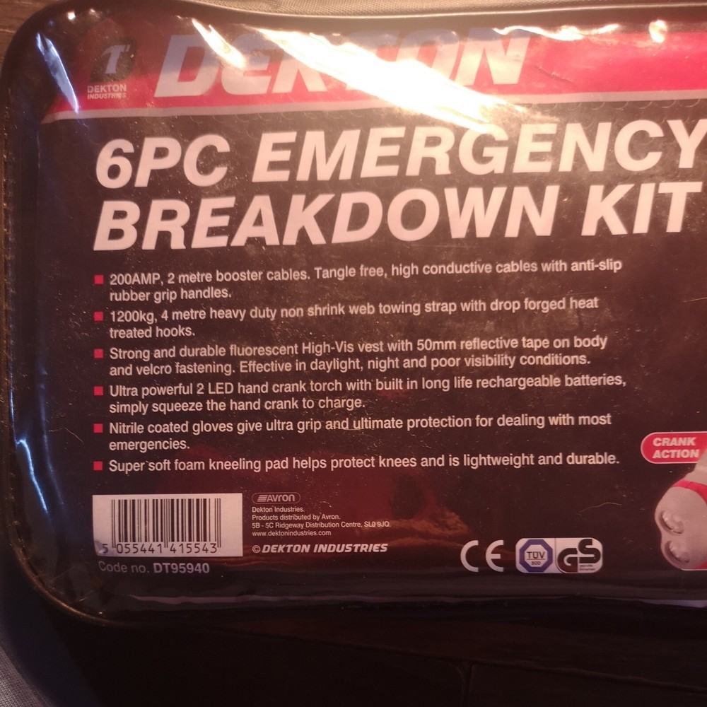 DEKTON 6PC EMERGENCY CAR BREAK DOWN KIT