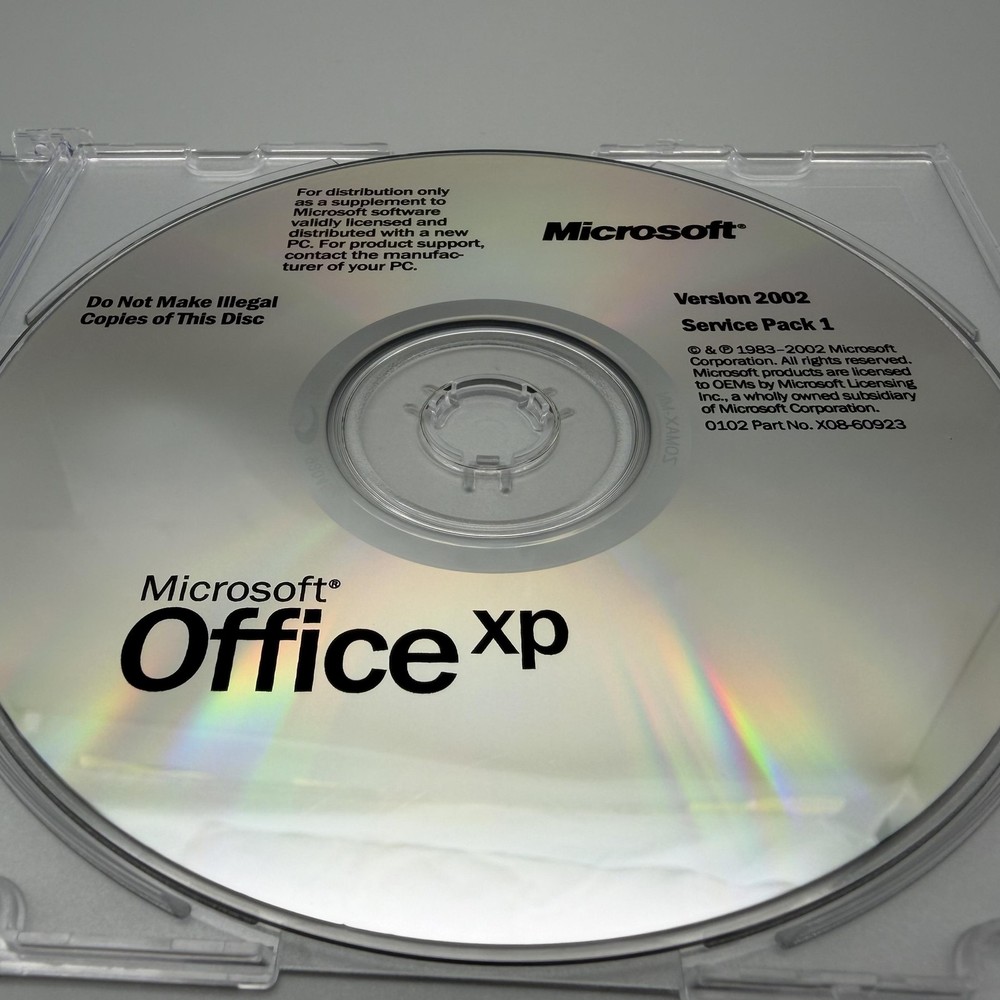 Vintage 2002 Microsoft Office XP Version 2002 Service Pack 1 CD Windows XP OEM