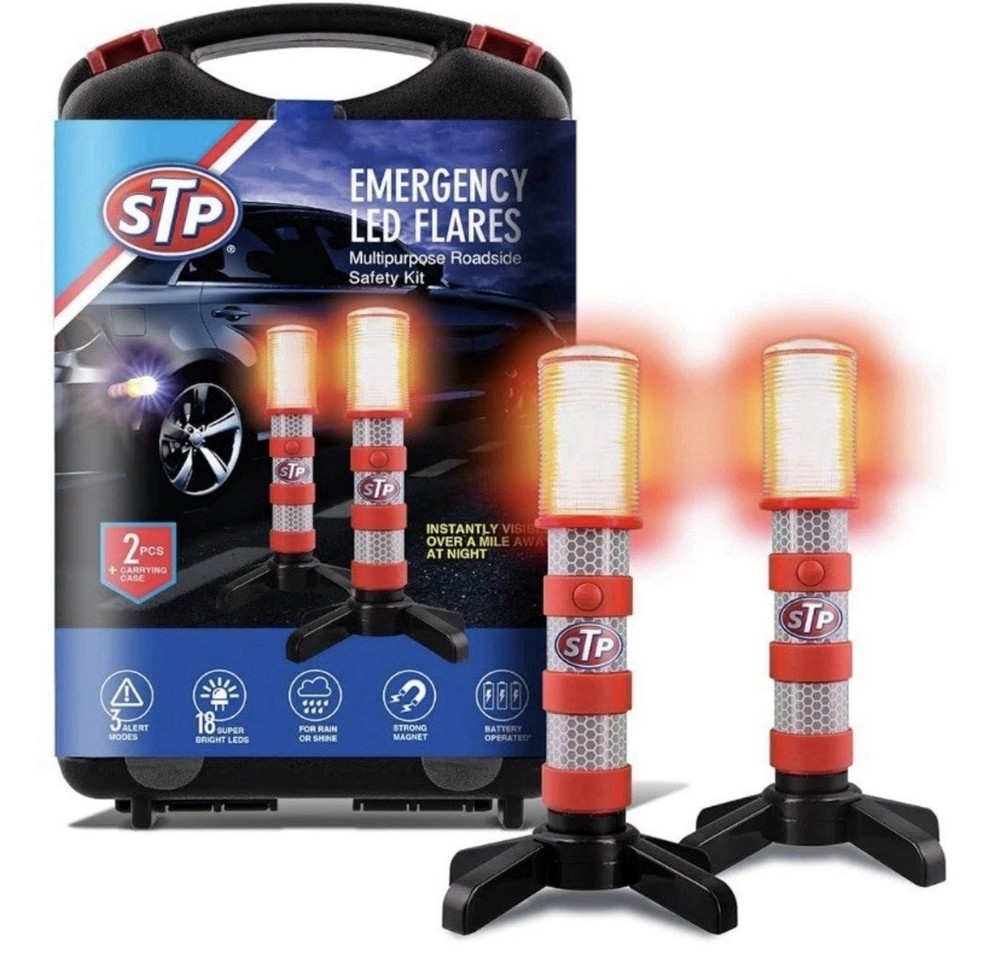 Emergency LED Road Flares 3 Modes Flashing Red Solid Red White Flashlight 1 Mile