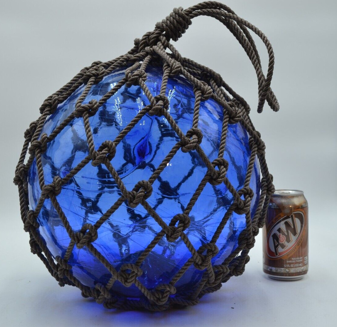 VINTAGE GLASS FISHING FLOAT IN COBALT BLUE