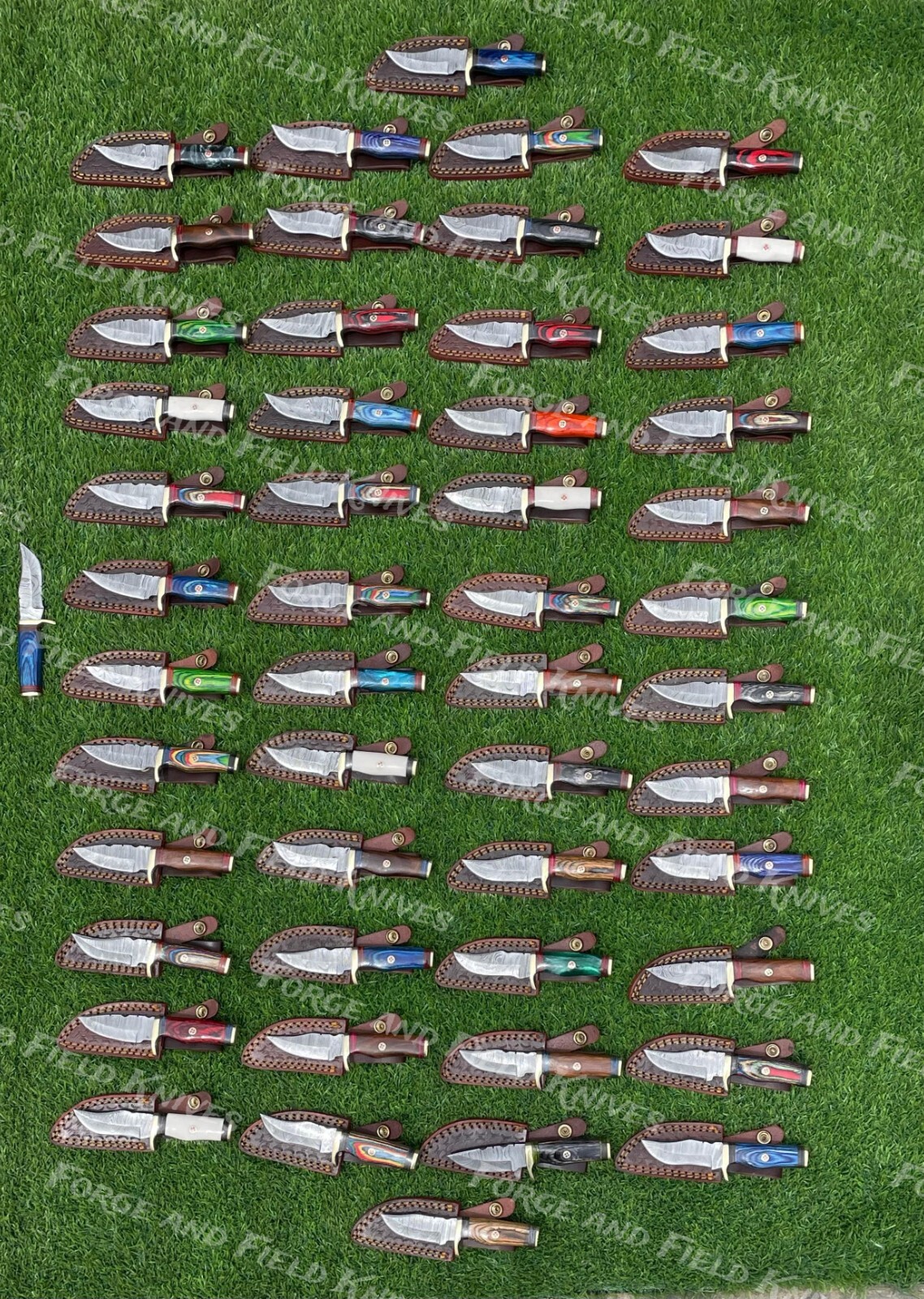 Set of 20 Custom Handmade Damascus Steel 6" Camping & Hunting Knives - From USA