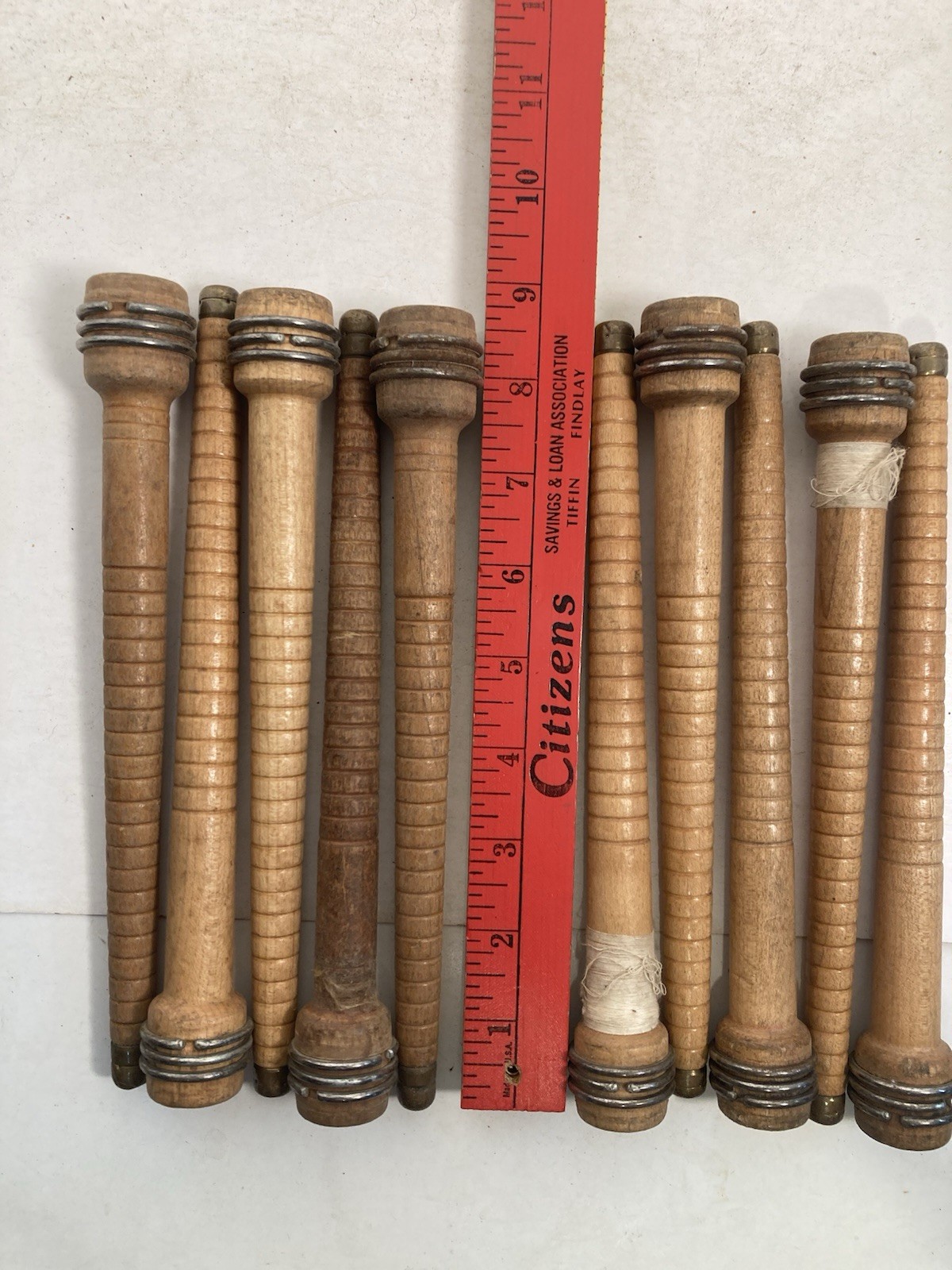 Wood Bobbins Spools Wooden Industrial Style Spindles 8.75" Wooden Quills Lot-10:
