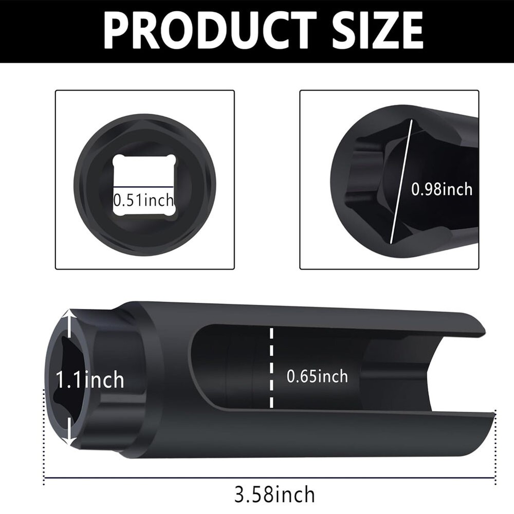 Oxygen Sensor Socket 7/8'' (22mm) 6-Point O2 Sensor Socket Wrench Removal Instal