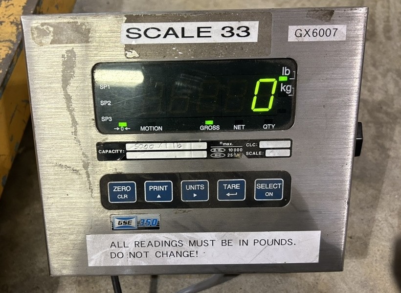 GSE Scale Systems Model 350 w/ 4'x4' platform 5000 lb capacity