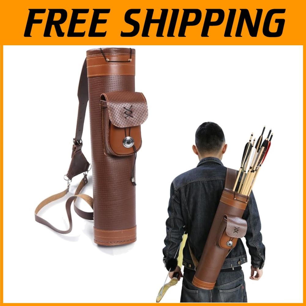 Handmade Leather Back Quiver with Large Pouch