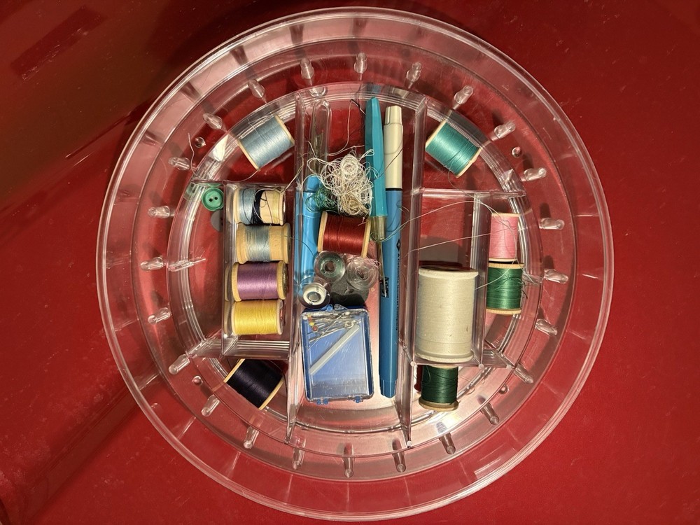 Mid Century 1950's Sewing Container Thread Needles Lot