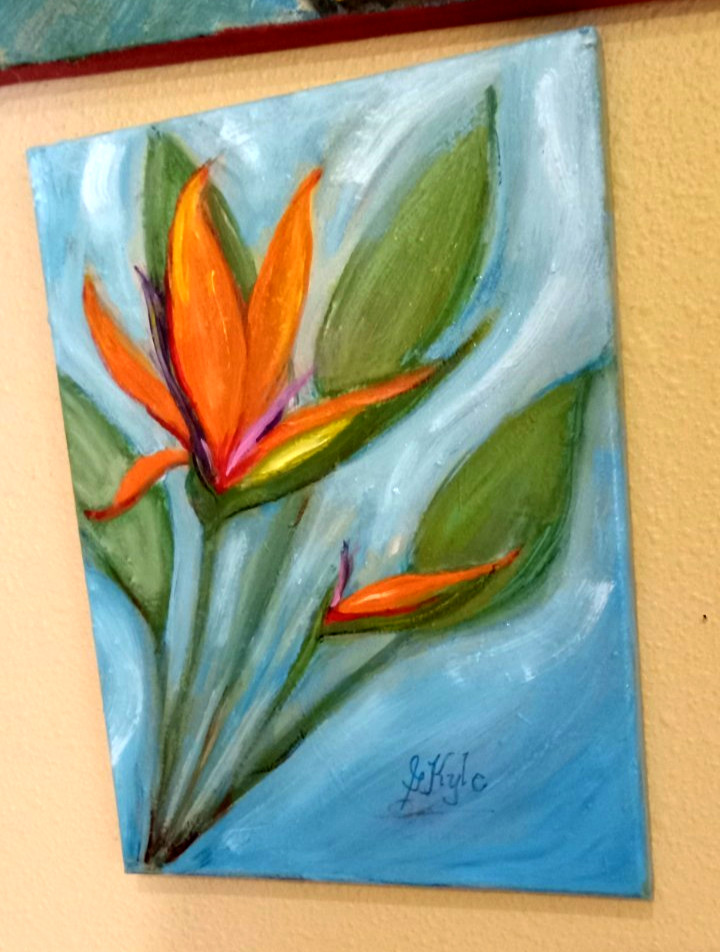 Colorful Bird of Paradise Oil Painting 9 x 12 Original Handmade