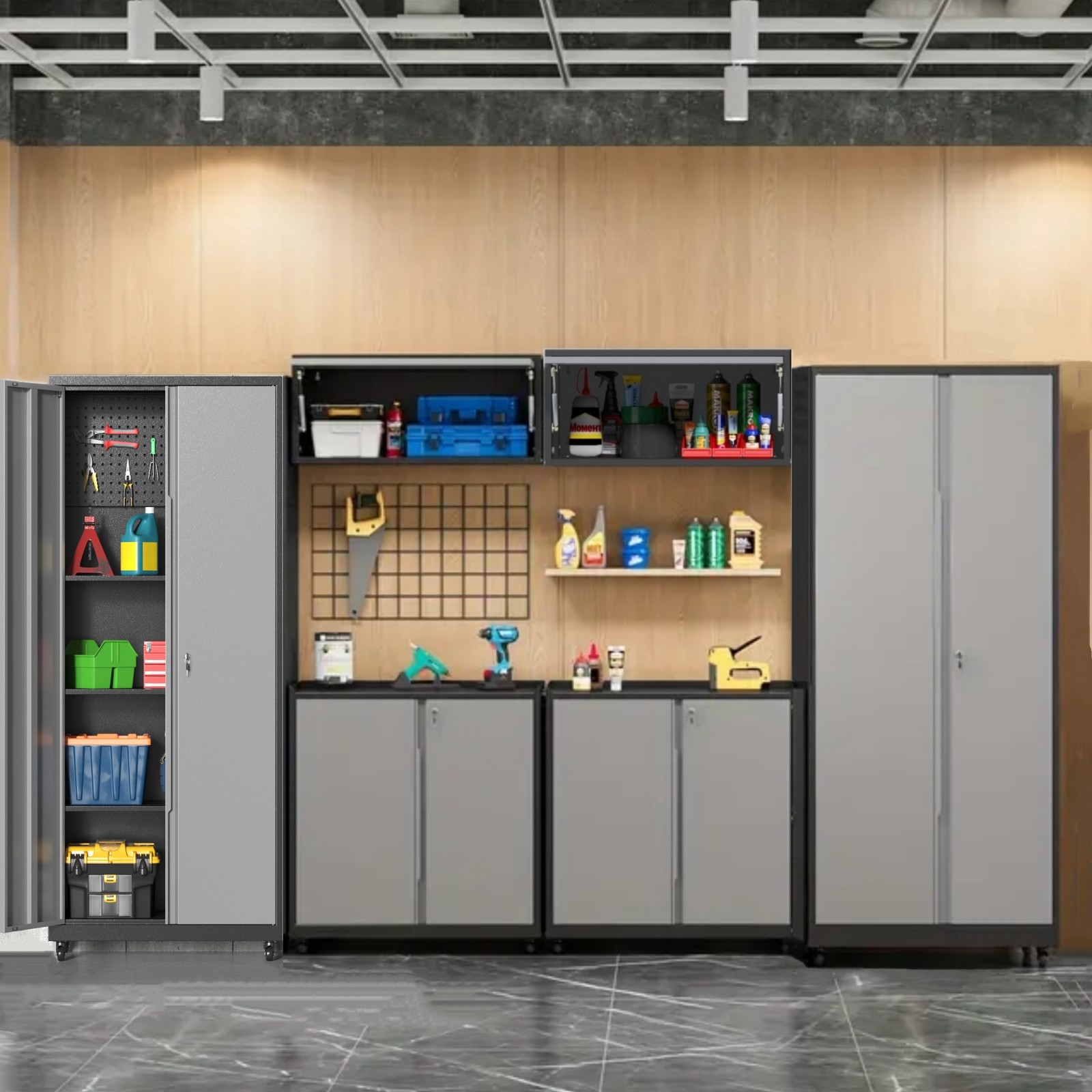 Metal Garage Cabinet Set Workshop Set Garage Cabinets Storage System Tool Boxs