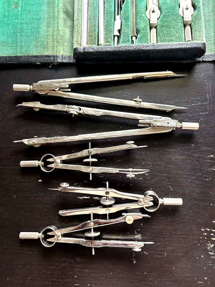 Vintage Sullivan Inc Drafting Set w/ Case + Extra Compasses & Tools – Complete