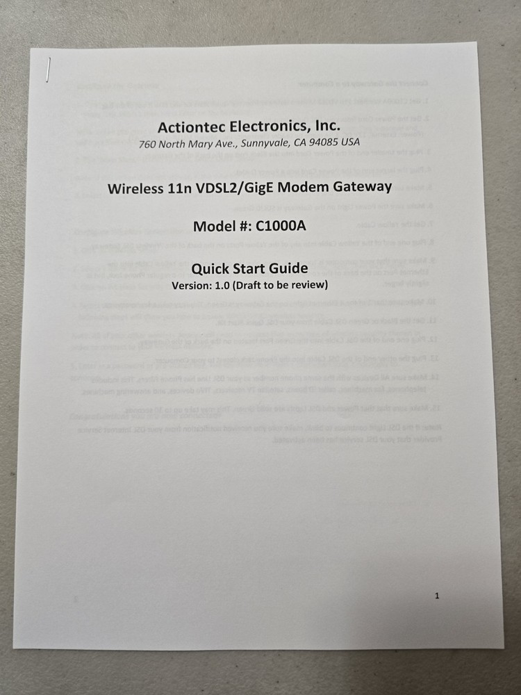 Actiontec C1000A Modem Gateway