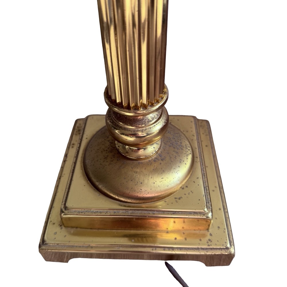 Vintage Brass Effect Table Lamp Base Column Fluted Heavy 48cm Classic