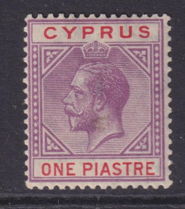 CYPRUS, 1922 KGV, Script CA, 1pi. Violet & Red, lhm.