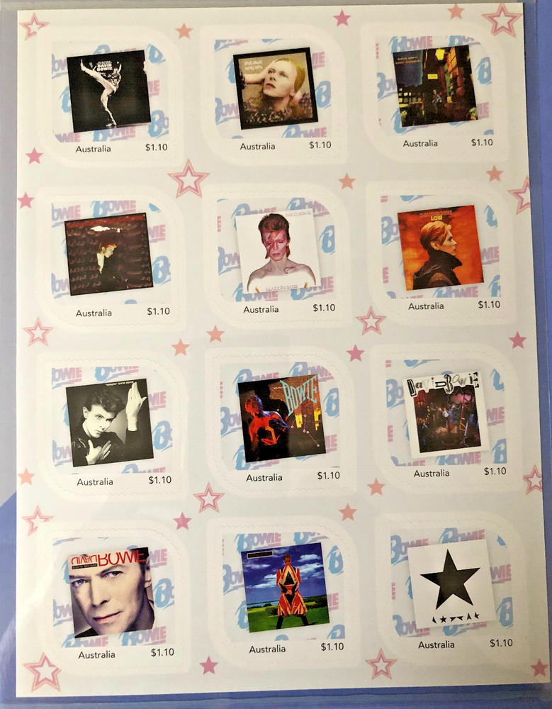 David Bowie 12 Original Stamps & Folder * Australia