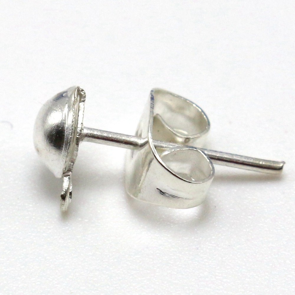 100 Pcs Silver Earring Ear Post Stud with Loop & Stopper Dangle Earring Jewelry