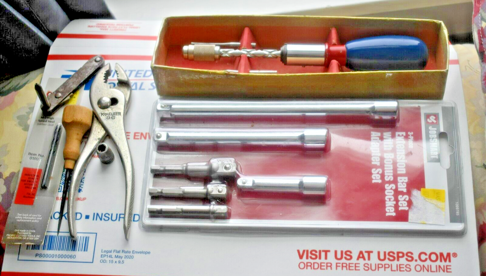 collectible tools push drill tool lot extensions socket adapters (see pictures)
