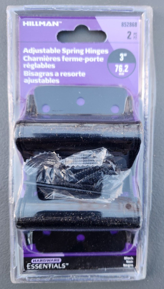 (2 Pack) Hillman Hardware Essentials 852868 Adjustable Spring Door Hinges 2 Pk