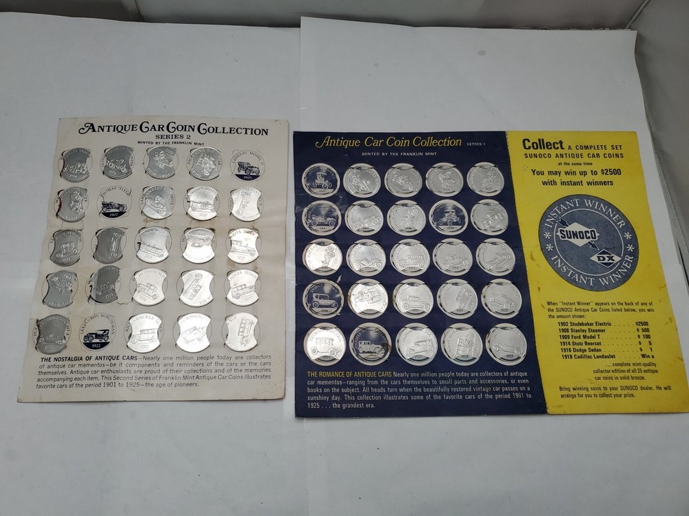 Sunoko Antique Car Coins 2 Sheets Incomplete