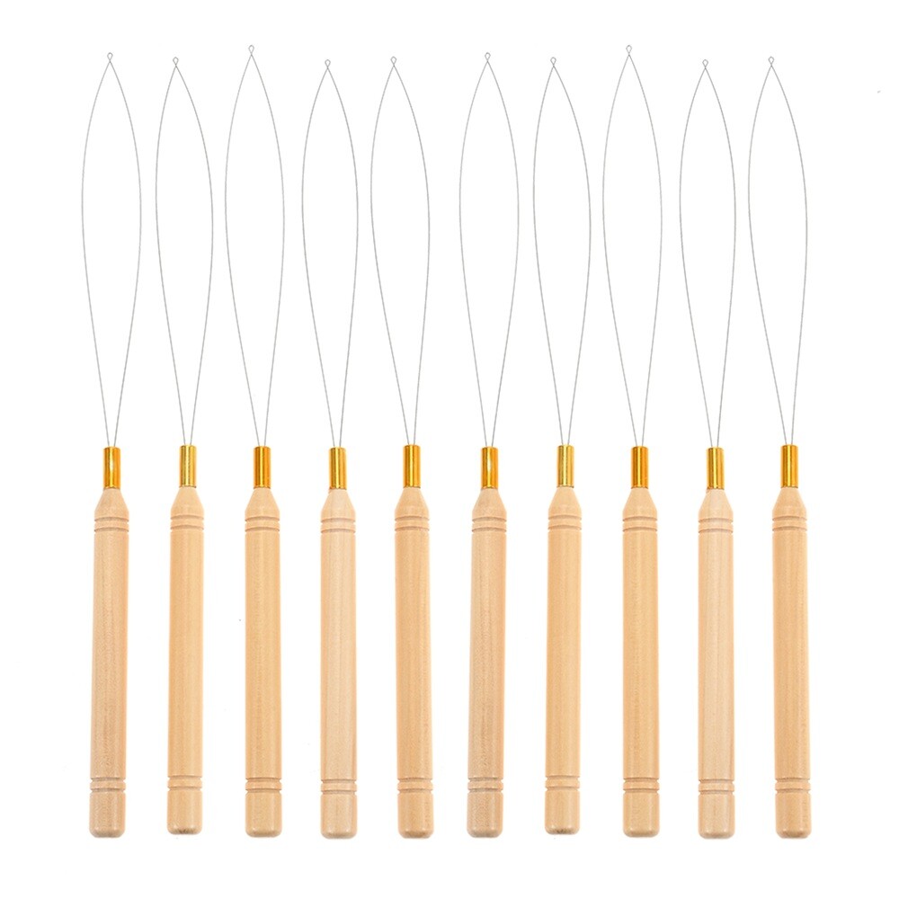 10Pc Hair Extension Loop Needle Threader 22.3cm Pulling Tool for Beaded Bracelet