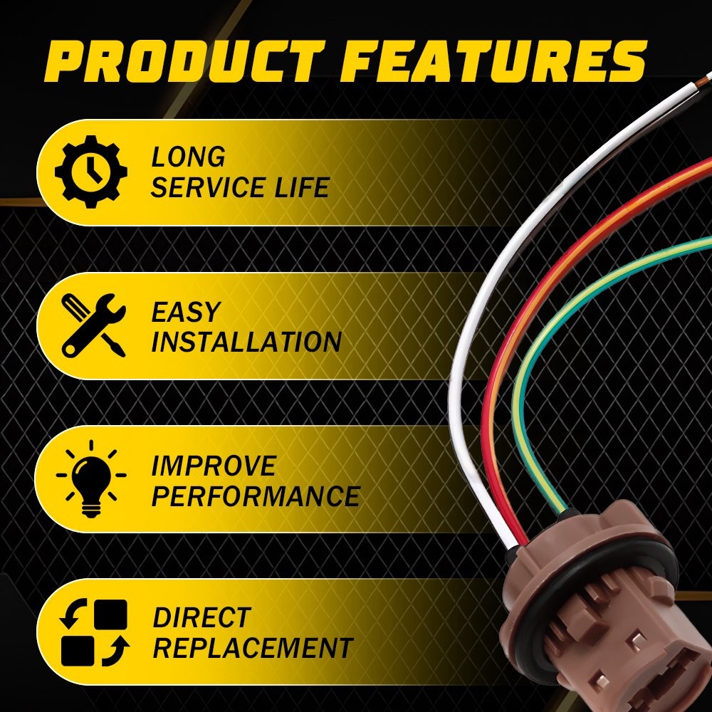 Universal Wire Female Socket Two Pigtail 7443 Harness Brake Stop Replace Tail