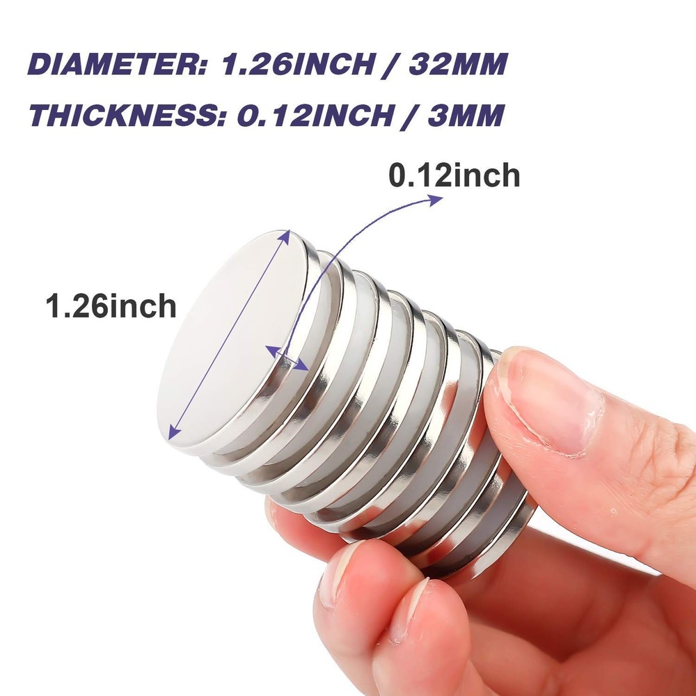 Durable Double-Sided Adhesive Neodymium Magnets - 17 lb Pull Force, 2 Pack