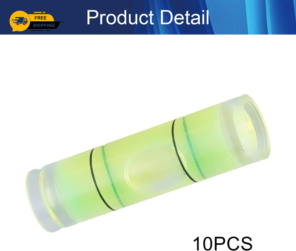 10 Pcs Small Cylindrical Bubble Level Vials, 9.5X34 Mm