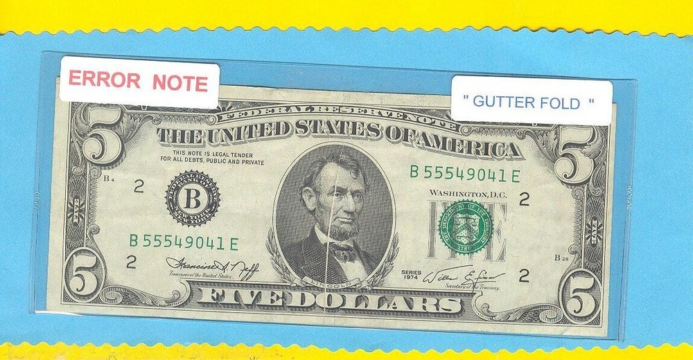 == ERROR ~~ Gutter Fold == ERROR = $5.00 =  Serial # B55549041E == ==Take a look