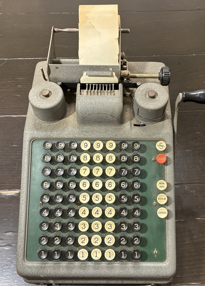 Antique 1925 Burroughs Portable Adding Machine Calculator Tape Register READ