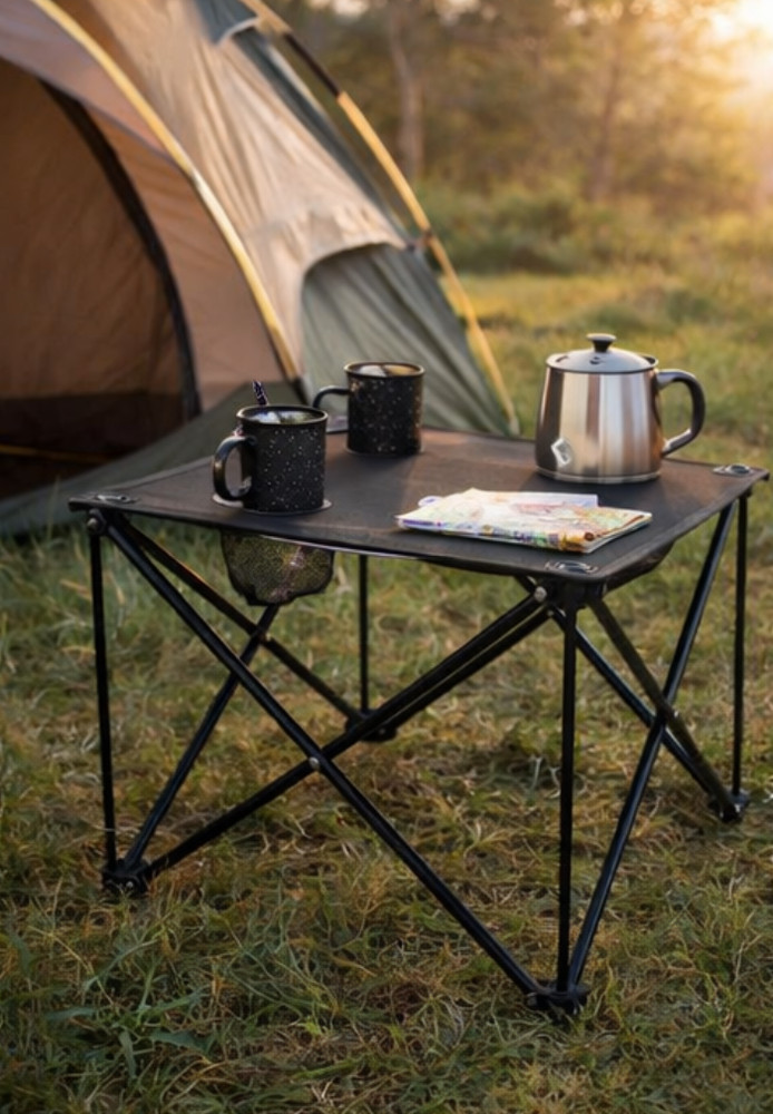Portable Folding Camping Table w/ Cup Holders - Sturdy Picnic