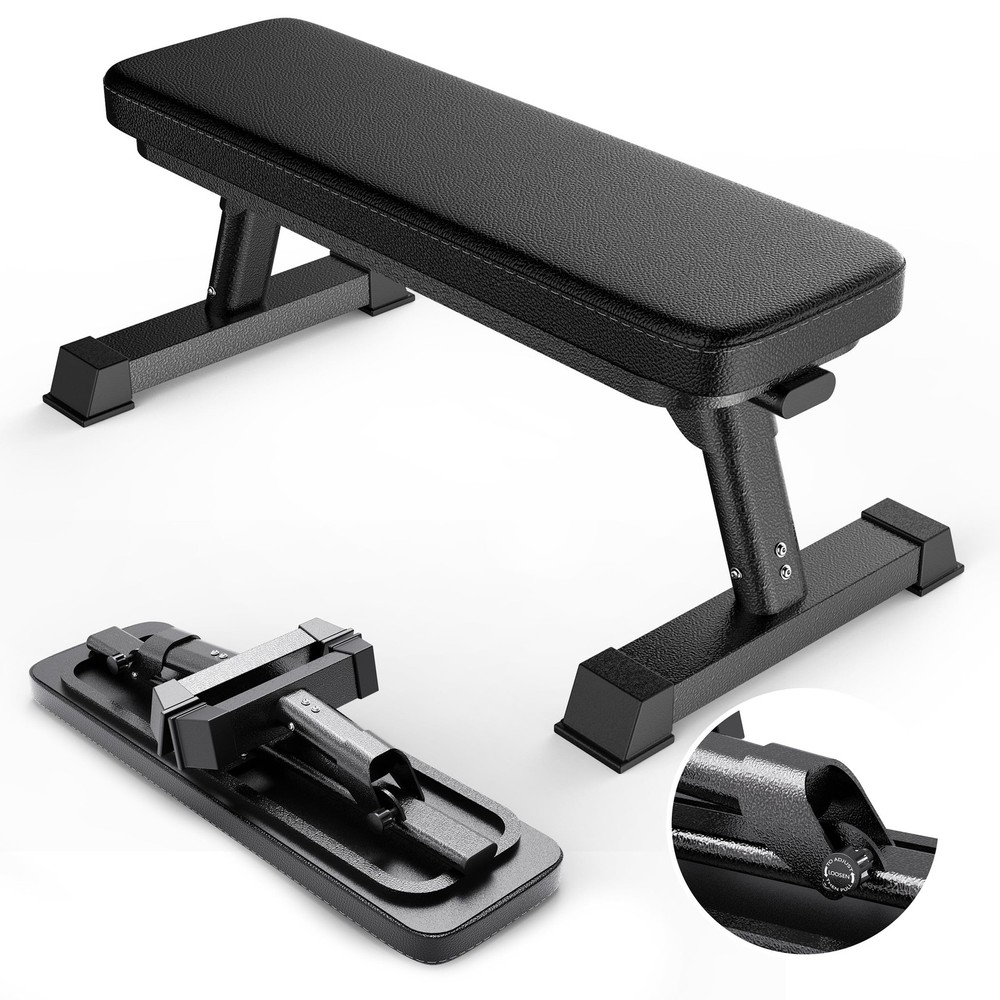 Finer Form Gym Quality Foldable Flat Bench for Multi-Purpose Weight Training ...