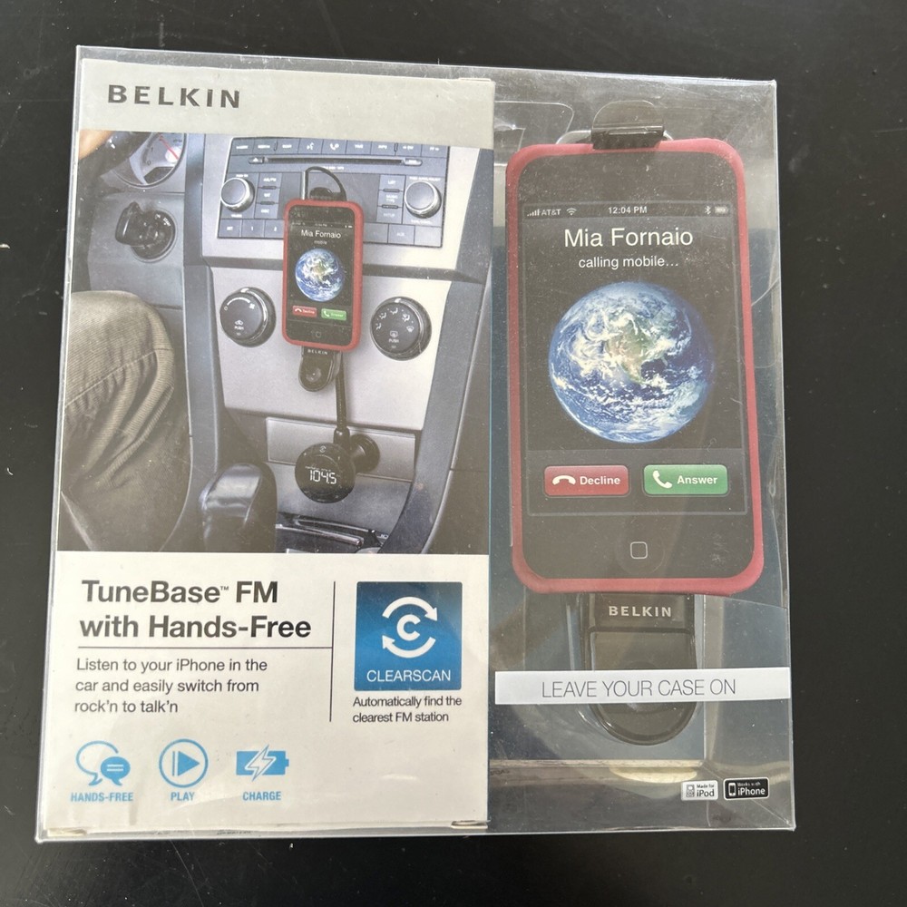 Belkin Tunebase Hands-free Fm Transmitter For Iphone Ipod Touch Clearscan NIB